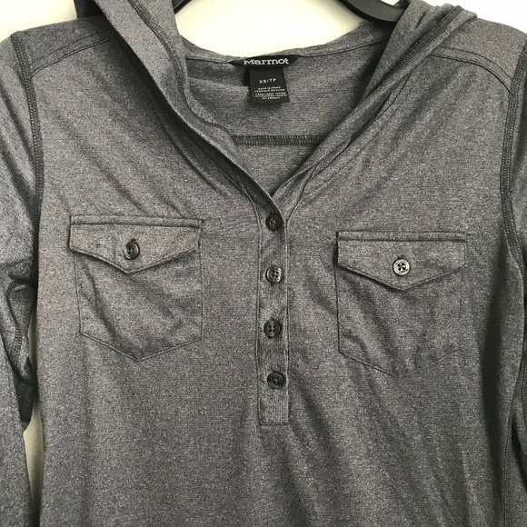 Marmot Dark Gray Hoodie Top - Picture 3 of 7